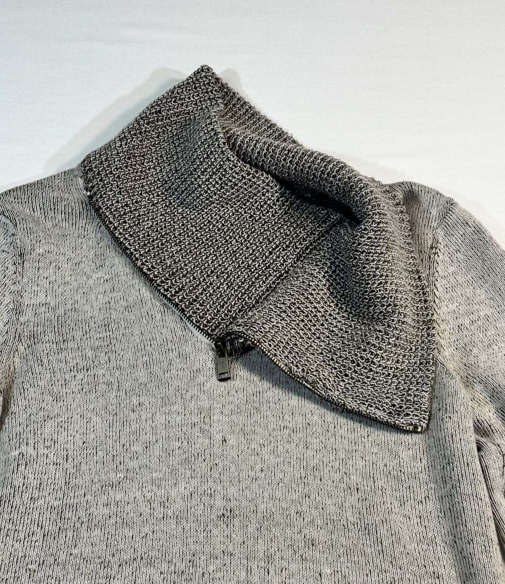 Guess Mens Gray Knit Mock Neck Pullover Sweater with Zipper Collar
